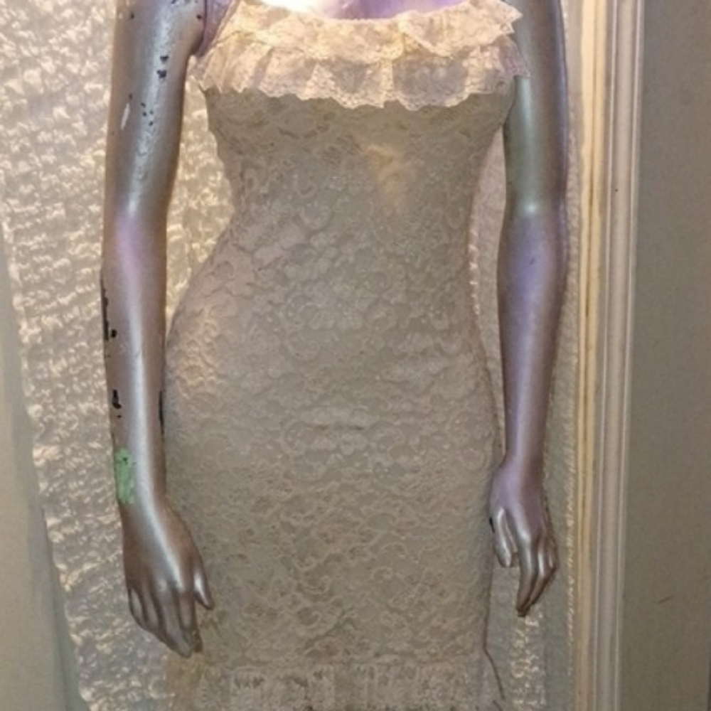 Moda International Cream Lace Long Sleeve Dress - Picture 3 of 3